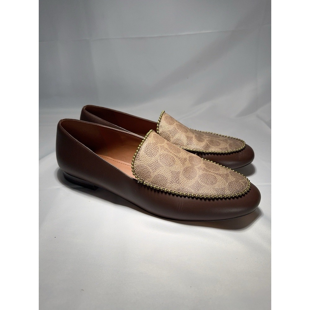 Coach Harper Beadchain Trim Leather Loafers Size 9.5 Women's Shoes Msrp $500